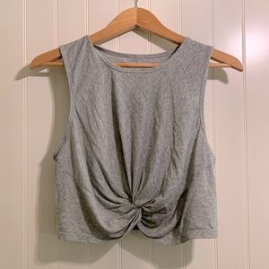 Grey Crop Tank with twist front
